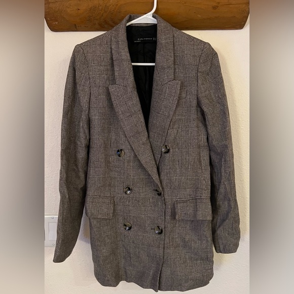 Zara woman double breasted checked blazer - Picture 1 of 1